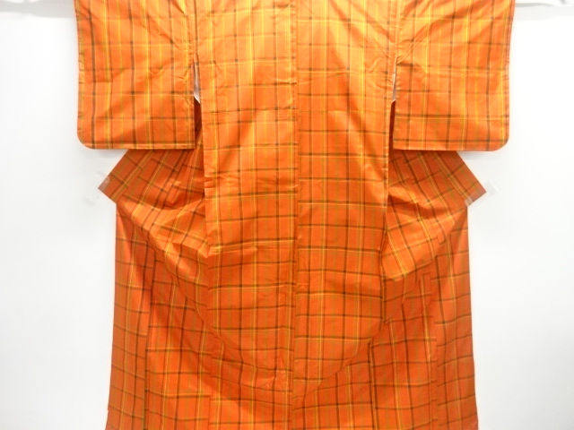 格子織り出し米沢紬着物アンサンブル